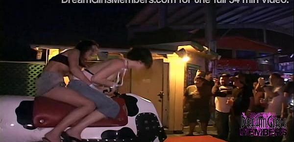  freaky college girls ride the bull topless at a club